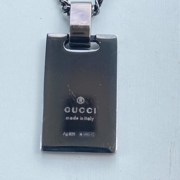 - Gucci Sliver Sterling Diamantissima Black Necklace 23" - Picture 9 of 15